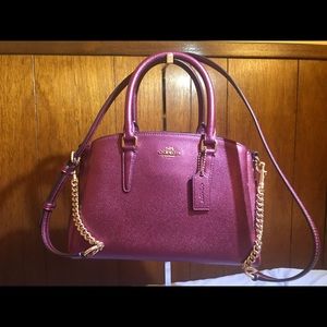 Coach Metallic Leather Mini Sage Satchel/Crossbody